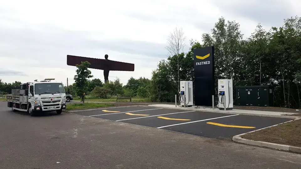 EV Charging Bay Markings at Angel of the North, Gateshead